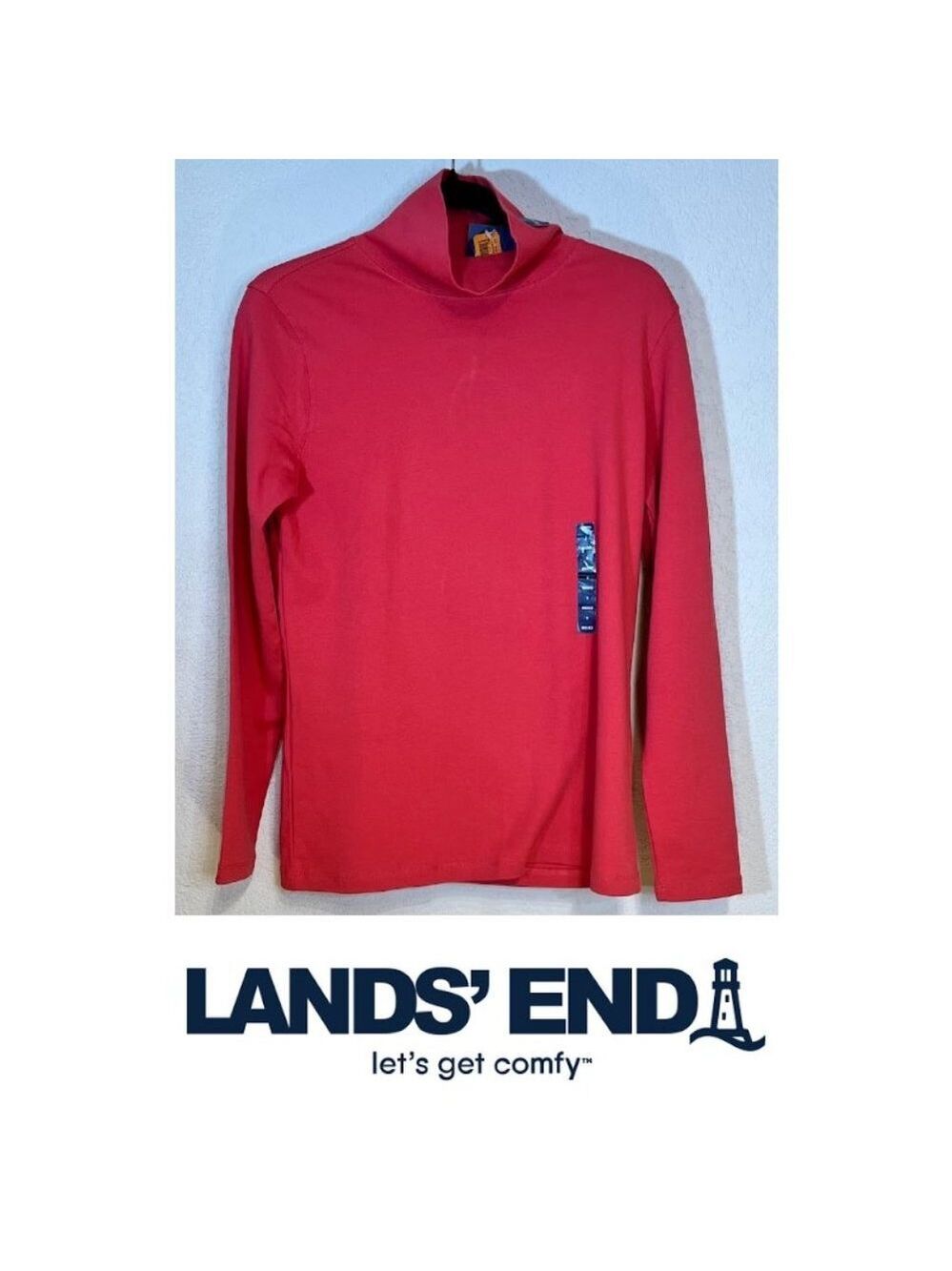 NWT Lands' End Red Claret Misses Size S 6-8 100% Cotton Turtleneck